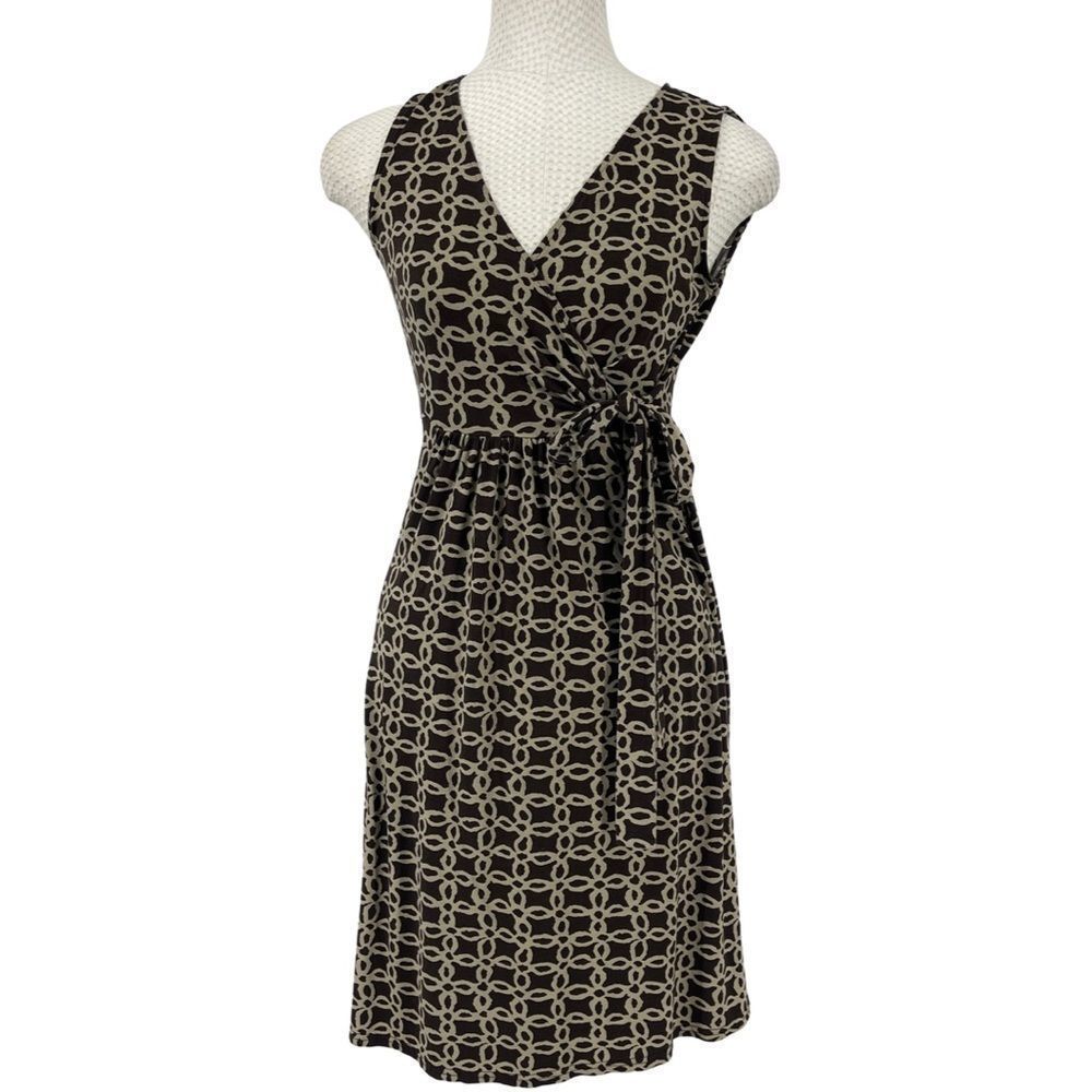 Merona Brown Geometric Tie-Front Dress – Size Small